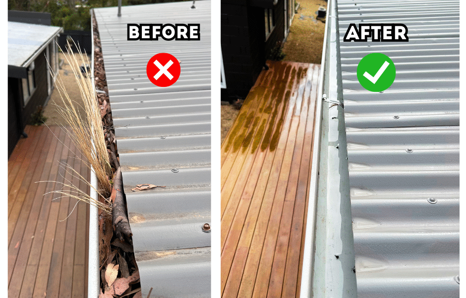 Thorough gutter and downpipe cleaning Removal of leaves, dirt, moss, and debris Inspection for blockages and gutter wear Roof debris removal (optional add-on) Affordable rates with free quotes