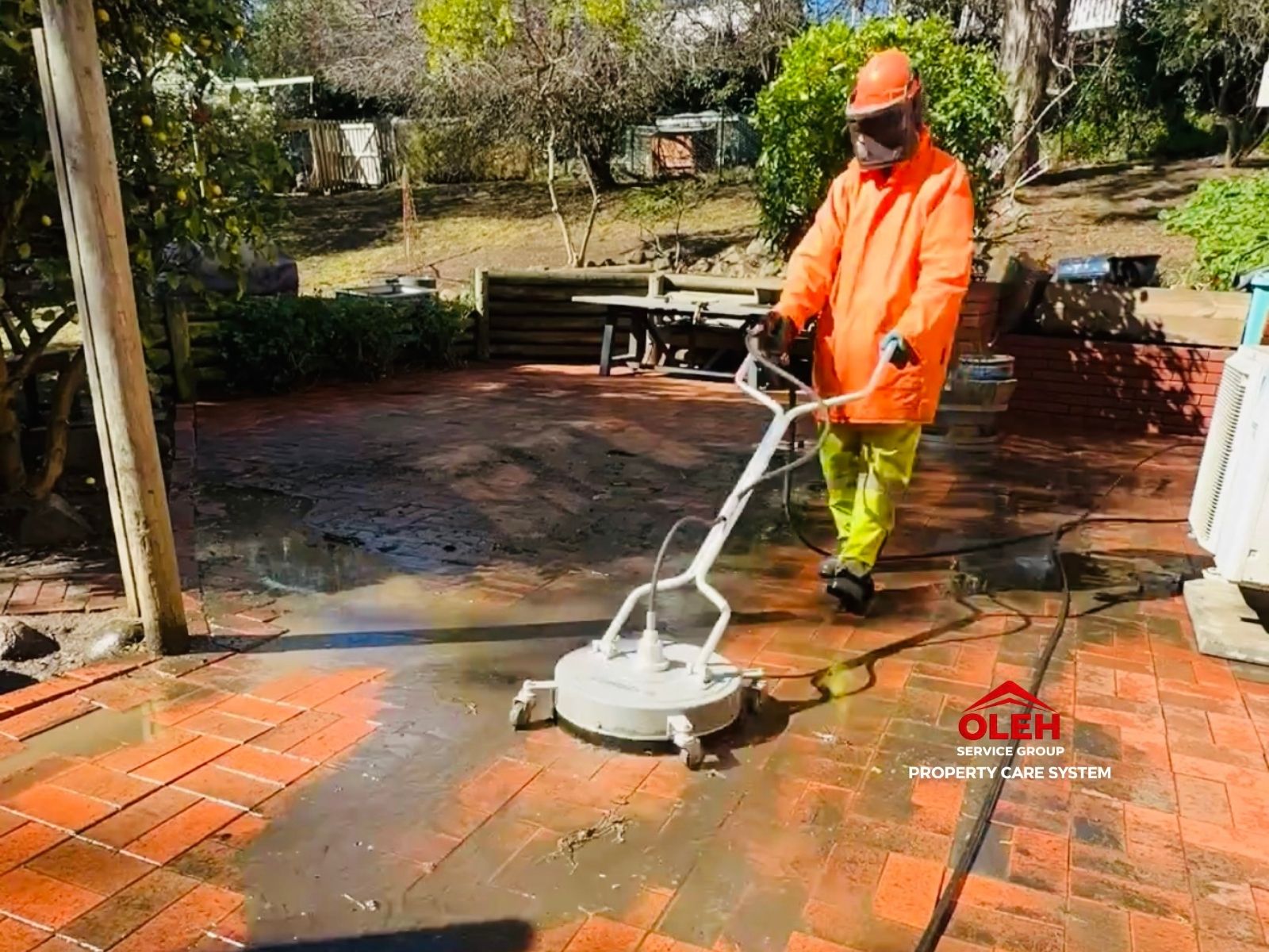 Refreshed brick patio after pressure cleaning in Hobart