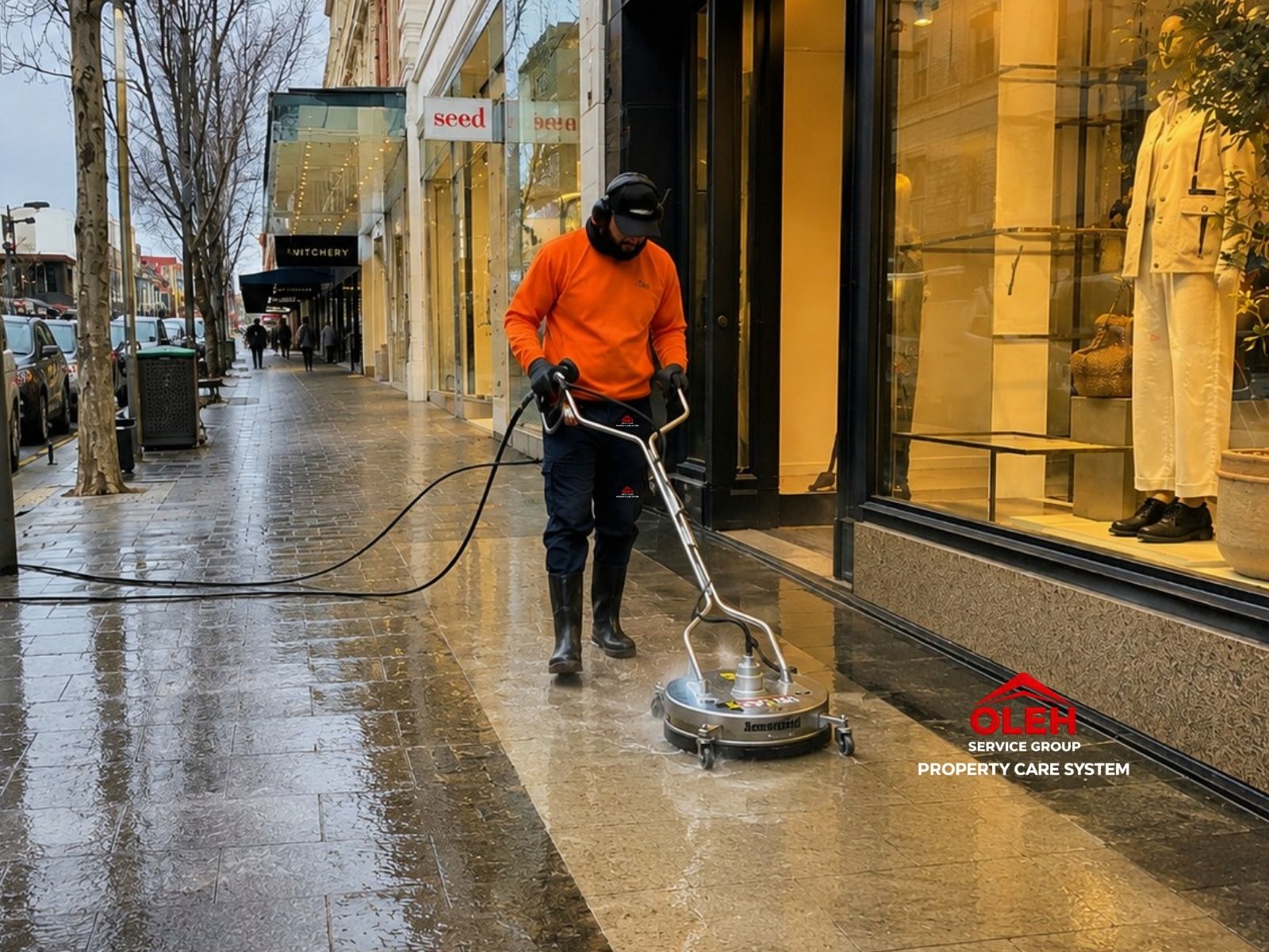 Commercial and managed-site pressure cleaning in Hobart