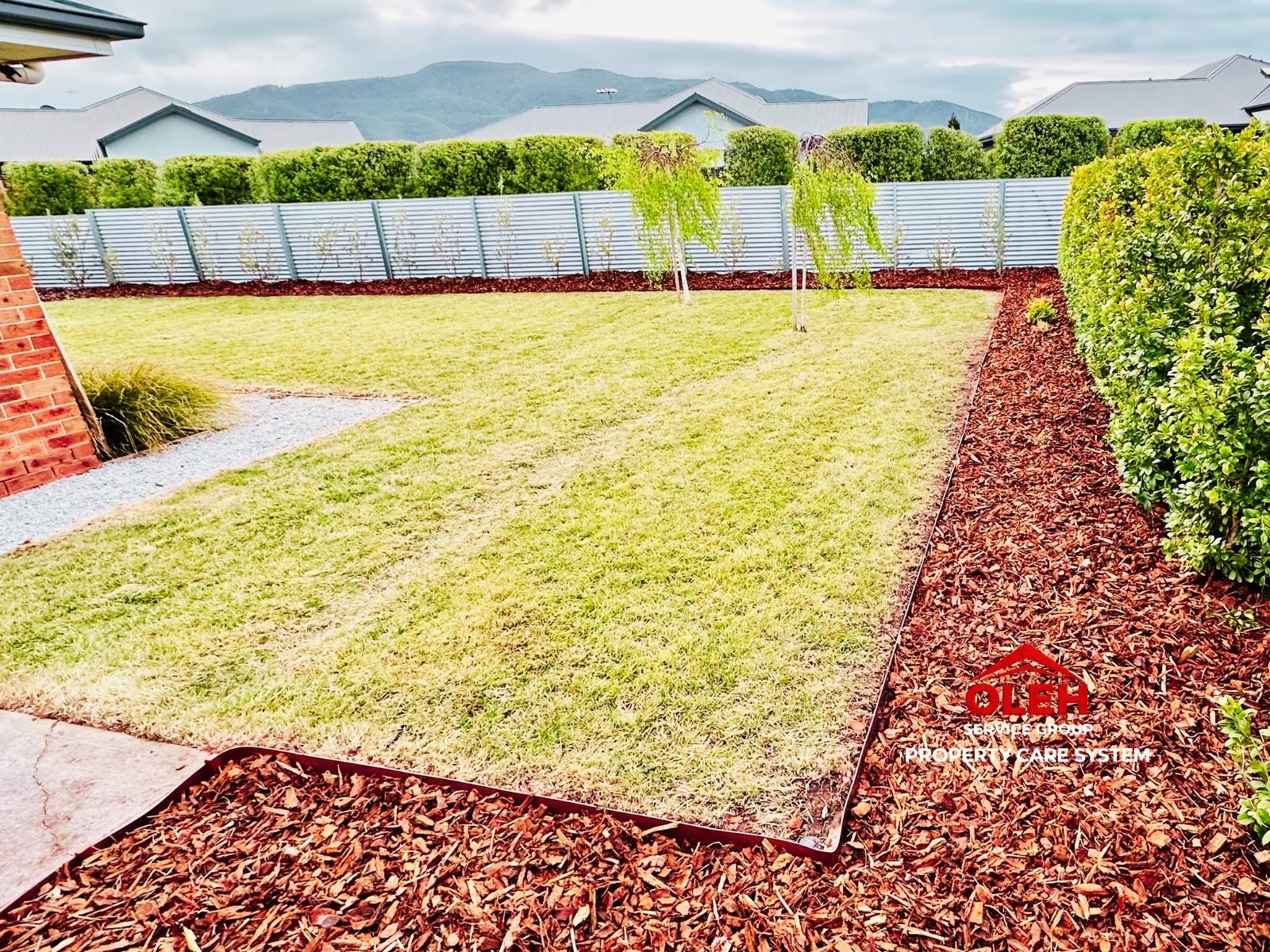 Finished low maintenance landscape and mulching in Hobart