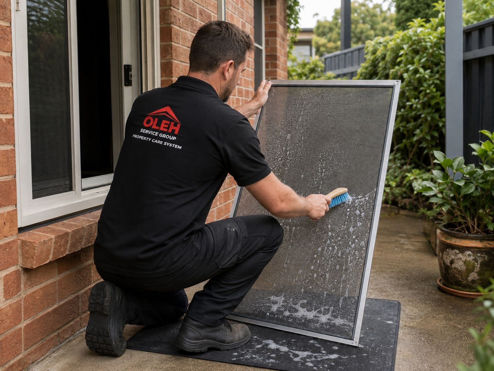 Removable flyscreen and window screen cleaning at a Hobart home