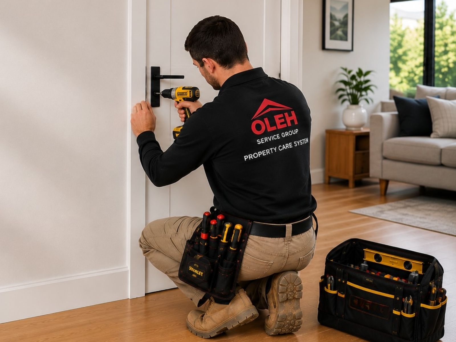 Oleh Service Group handyman completing a practical property repair in Hobart