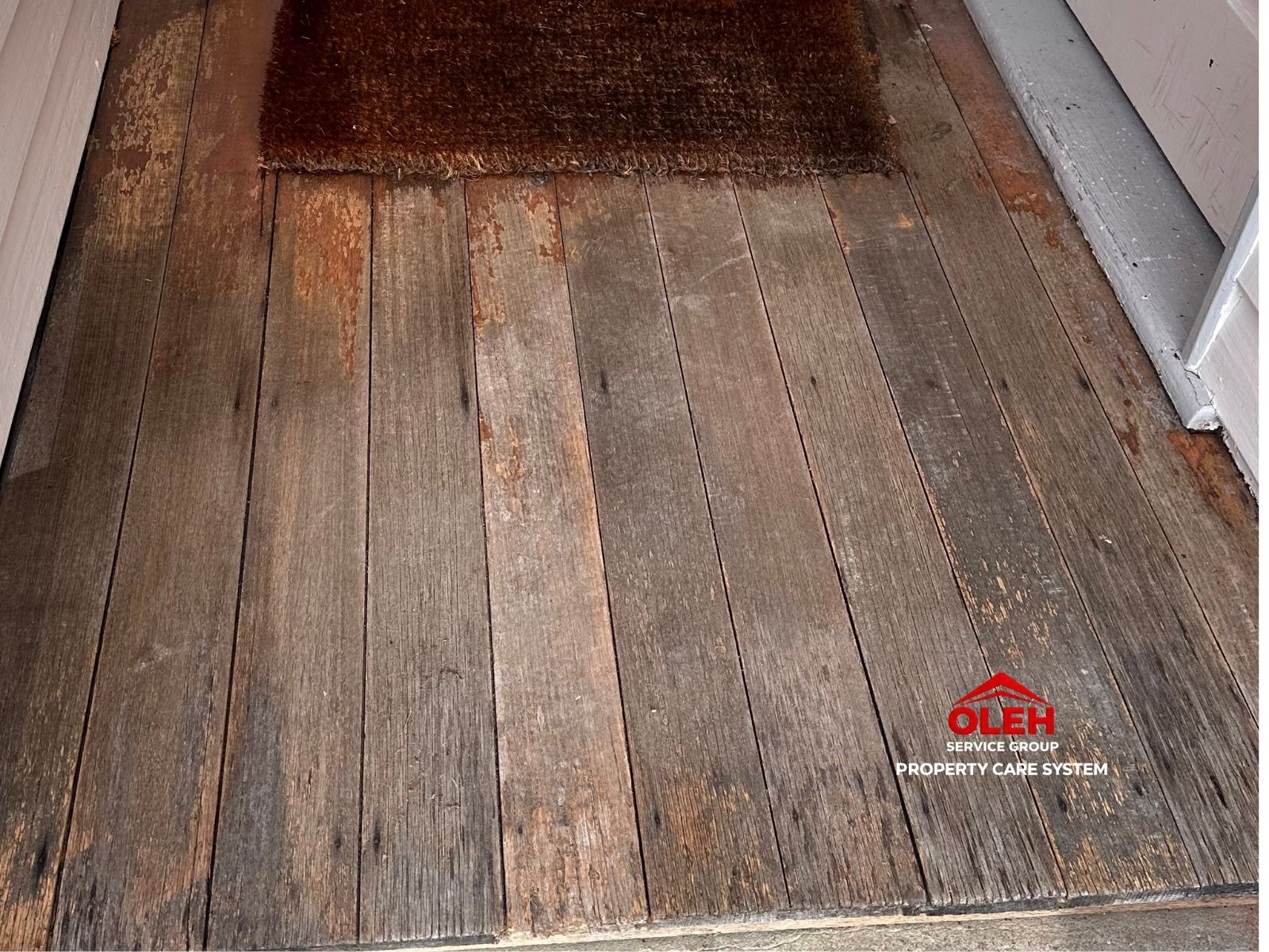 Weathered timber deck before restoration in Hobart