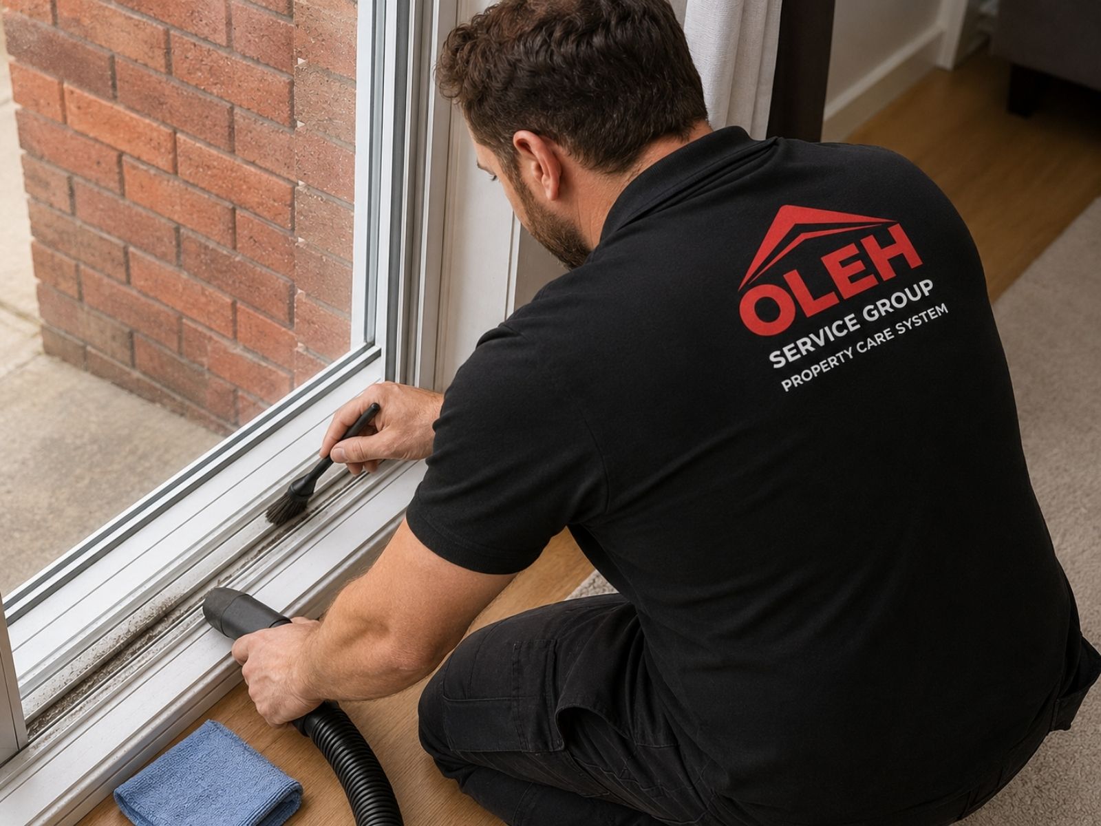 Window frames sills and tracks being professionally cleaned in Hobart